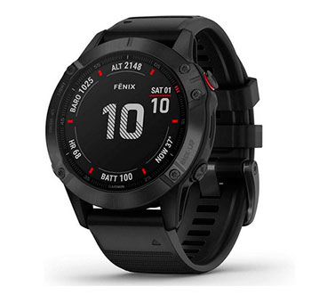 Garmin Fenix 6 Pro – впечатляюще точные GPS-часы
Срок службы батареи: 36 часов в режиме GPS
Вес: 82 грамма
Размер дис