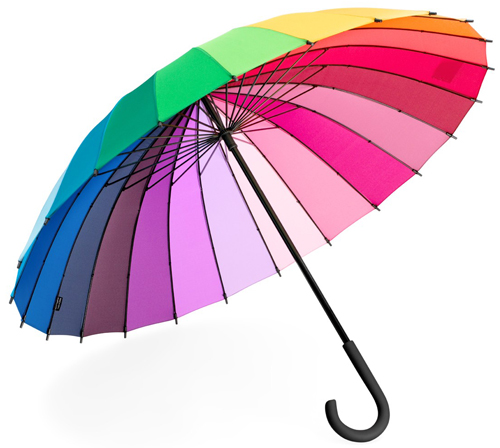Разноцветный зонт всегда поднимет настроение.